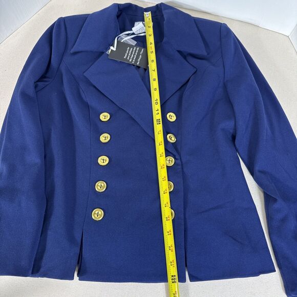 Monroe & Main Royal Blue Blazer Gold Buttons Women’s Size 10 NWT Career Jacket - Picture 6 of 14